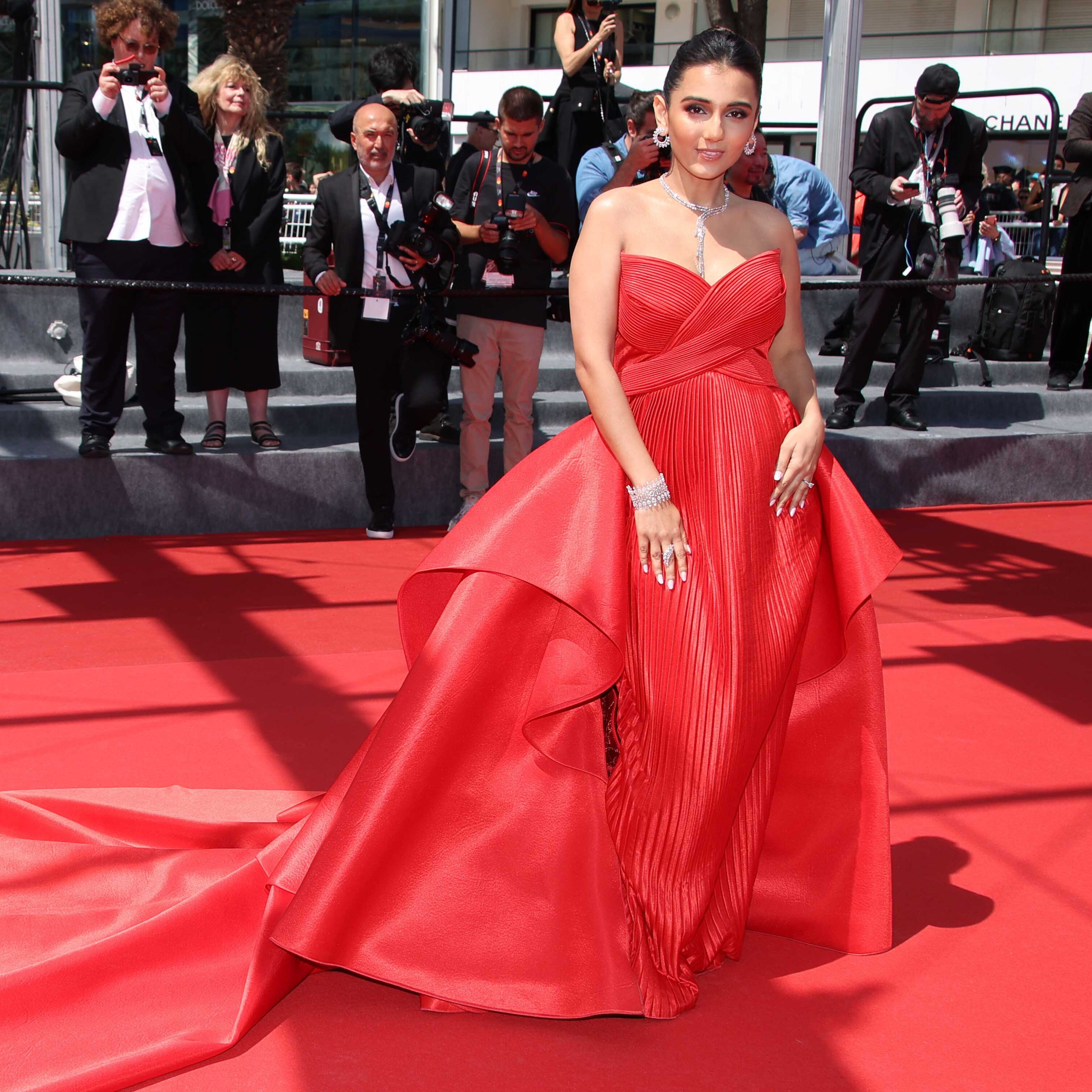 Content creator Masoom Minawala Mehta wearing Amit Aggarwal at Cannes 2024 